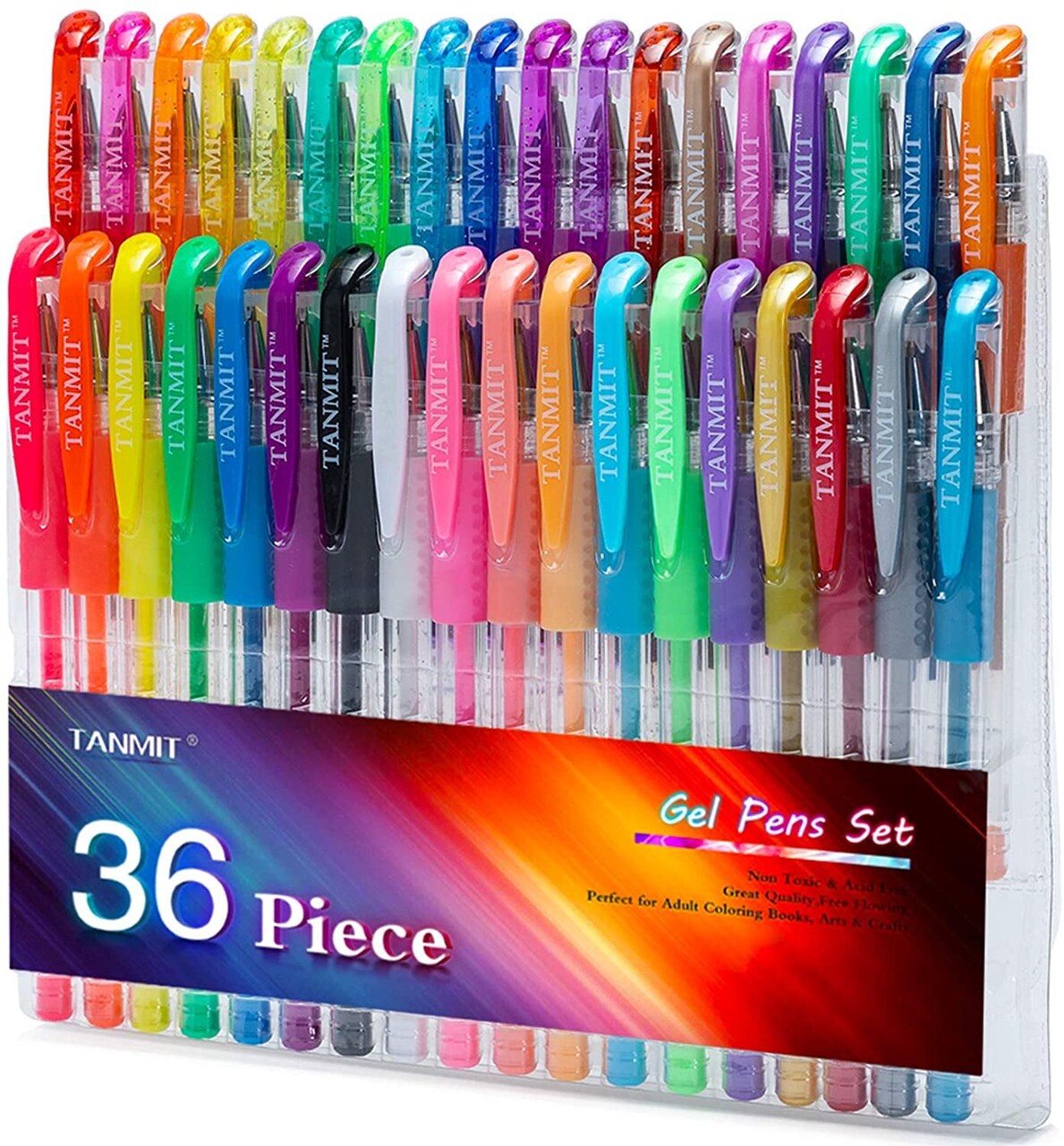 Gel Pens, 36 Colors Gel Pens Set for Adult Coloring Books, Colored